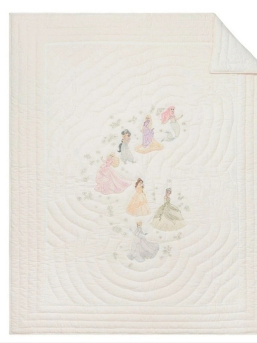 Pottery Barn Disney Princess Heritage Quilt Quilted Bedspread in White & Pink